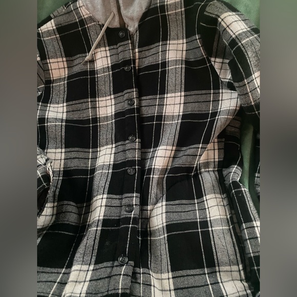 Flannel Shacket Hoodie - Picture 3 of 7